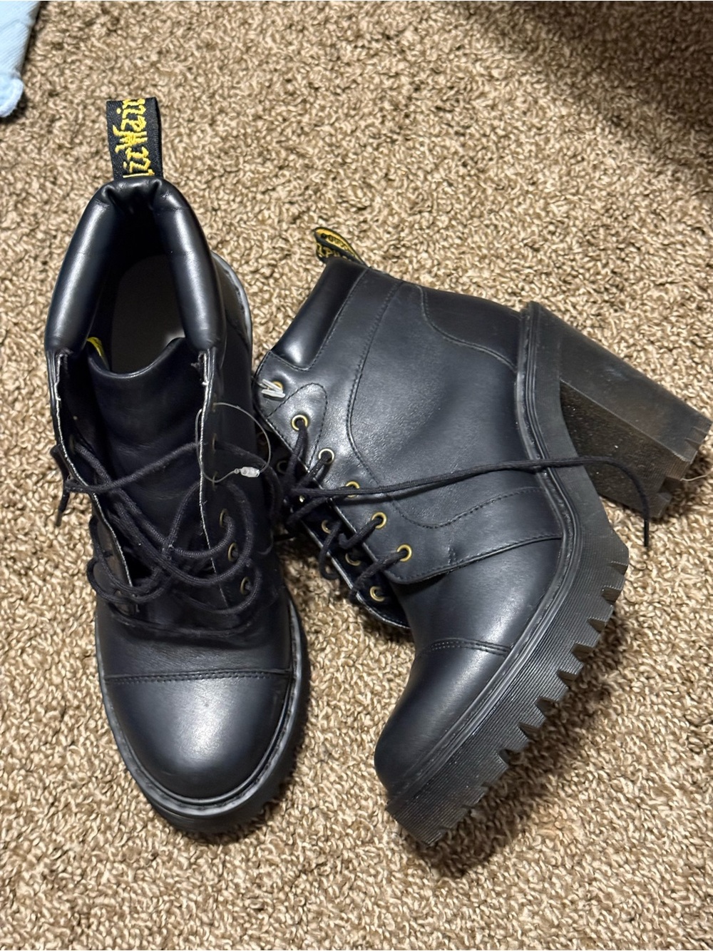 Dr. Martens Averil 7 Black Lace-Up Lug-Heel Platform Ankle Boots